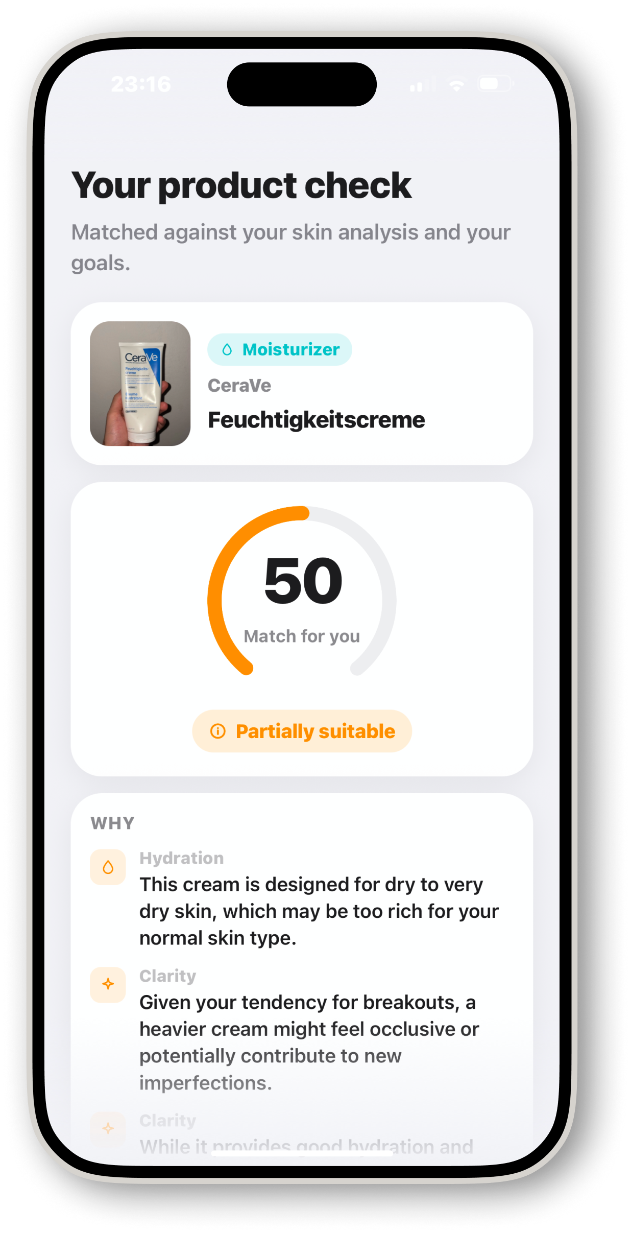 Product check in the Sharp app